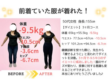 美バリ ビューティーサロン かたぎはら整骨院(美VARI)/50代ダイエット実績