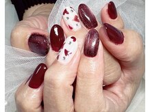 ジェー エス シー ネイル(J.S.C.nail)/ボルドー/可愛い/手書きネイル