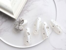 リボンのワンホンネイル￥10000