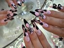 【full art】pink × black nail
