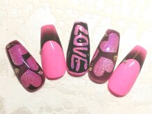 仙殊/エアーブラシハートネイル