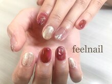 フィールネイル 天神橋店(feel nail)/赤べっ甲/キャメル/着物ネイル