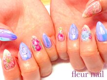 フラワーネイル 古河店(Fleur nail)/グラスパウダーとお花