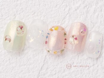 ネイルメゾン 新宿店(NAIL MAISON)/押し花春クリアぷっくり¥9000