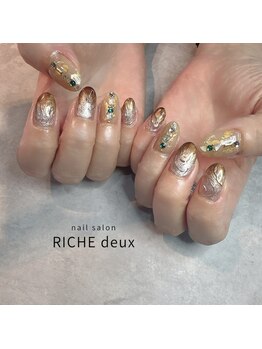 リッシュ ドゥ(RICHE deux)/大人ニュアンス×ビジューネイル
