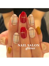 ネイルサロン グリッター(NAIL SALON glitter)/チェック柄ネイル