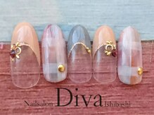 ネイルサロンディーバ 石橋店(Diva)/クリア×チェック ￥7700