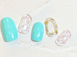 爽やかクリア夏ネイル