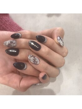 ネイビーフラワーアート☆