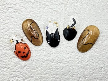 【定額】ハロウィンネイル 黒猫