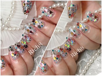 ネイルアンドまつげエクステ リッチエイト 原宿店(Rich8)/ハート埋め込みフラッシュネイル