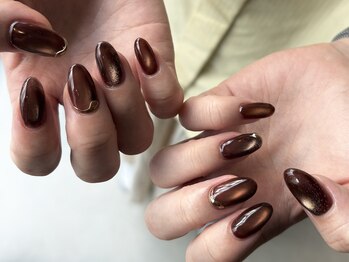 レトネイル レトネイル 大阪梅田(reto nail)/ブラウン/秋ネイル/マグネット