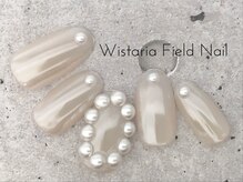 ウィスタリアフィールドネイル MONAD店(WISTARIA FIELD)/ホワイトミラー　大粒パール