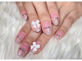 韓国ネイル☆リボンネイル