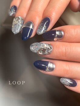 ループ(LOOP)/ネイビー×キラキラ