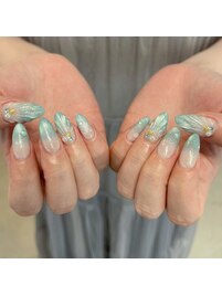 貝殻ネイル/水色