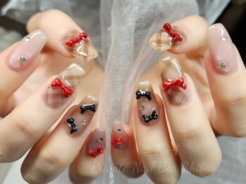 ナンバーヨン シブヤ(No.4 Shibuya)/チェック×リボンネイル