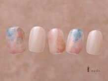 アイネイルズ 吉祥寺店(I nails)/ピーチ夏色大人マーブルネイル