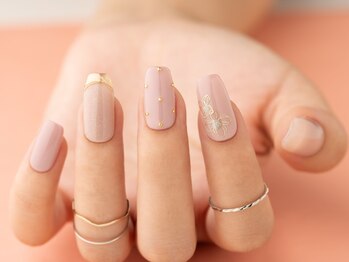 ヴァンネイル(VINGT NAIL nail&eye beauty)/くすみピンクフラワーネイル