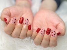 アムレート ネイル 蕨(Amuleto NaiL)の雰囲気（赤ラメ＆ハート(夏/蕨/川口/浦和/オフィス/角質ケア）