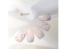 グラティフィー なかもず店(gratify)/キラキラお花ネイル