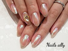 ネイルズアリー 立川店(Nails ally)/オーロラ×ミラー×ビジュー×夏
