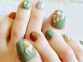 秋カラーフット【Cher nail】