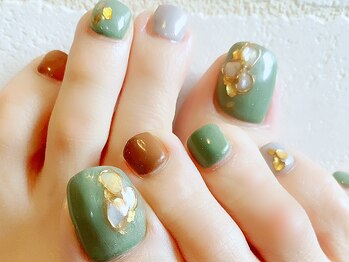 シェル ネイル(Cher nail)/秋カラーフット【Cher nail】