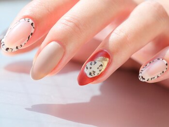 ソウ 難波店 nail salon Sou/韓国風☆囲みレオパードnail