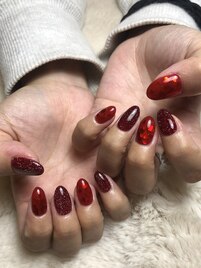 バレンタインネイル