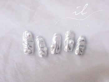 イル 神戸店/ミラー×パールネイル