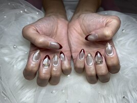 マグネット/赤・ラメフレンチ/