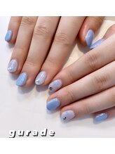 グラデ(Gurade)/水色×ギンガムチェック×ハート