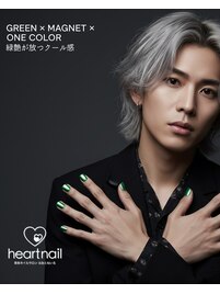 メンズネイル×緑マグネット
