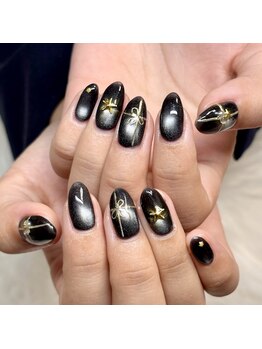 マイオティック ネイル(miotic nail)/ブラックマグリボンデザイン