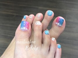 夏のマーメイドフットネイル