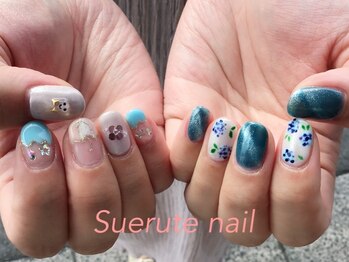 スエルテ ネイルサロン 北千住店/紫陽花&梅雨ネイル ¥11000