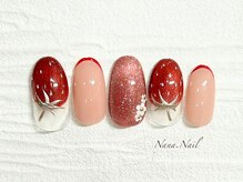 ナナネイル(Nana.Nail)/いちごアート×赤ラインフレンチ