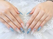 ナナネイル(Nana Nail)/韓国水色×キラキラパーツ