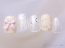 ネイルメゾン 渋谷店(NAIL MAISON)/ピンクレース小花柄リボン￥7500