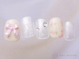 ピンクレース小花柄リボン￥7500