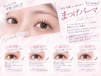 リビケイト 難波店(Livicate)の写真/【お悩み別似合わせまつげパーマ】パリジェンヌ韓国風束感も◎上下まつげパーマで中顔面緩和/小顔効果♪