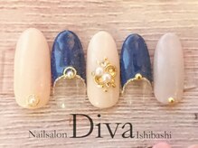 ネイルサロンディーバ 石橋店(Diva)/ビジューフレンチ ￥7700