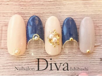 ネイルサロンディーバ 石橋店(Diva)/ビジューフレンチ ¥7700