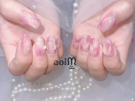 ニュアンス　桃ネイル