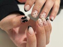 ドット×フレンチ×リボンネイル