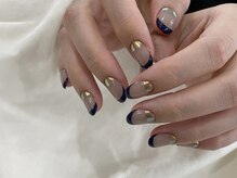 ミエレ(miele)/お洒落ネイビーミラーフレンチ