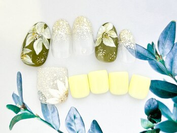 ネイルサロン アビー 宮益坂店(abbie)/カーキフラワー◇¥14146/¥12100