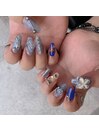 シアーブルー×ピアスネイル