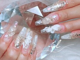 ３Dフラワー×ロングネイル